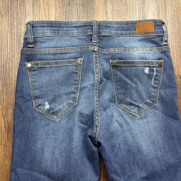 Judy Blue Skinny Jeans Buffalo Plaid Patch Distressed Medium Wash Size 7/28 - Picture 4 of 11